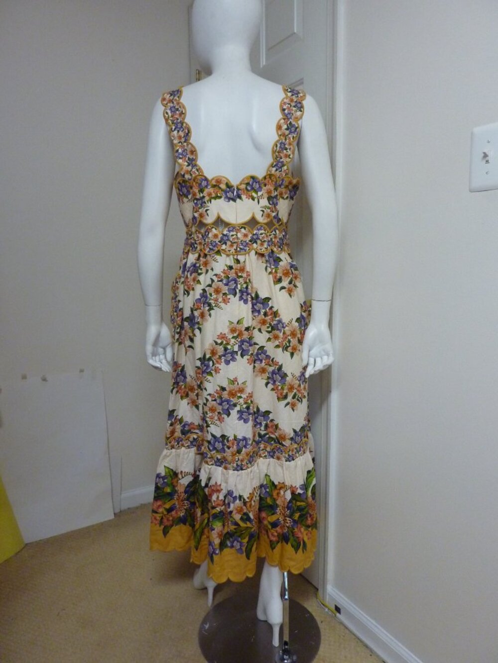 Farm Rio Hilo Stripes Sand Scallop-Trim Midi Dress - Picture 15 of 15